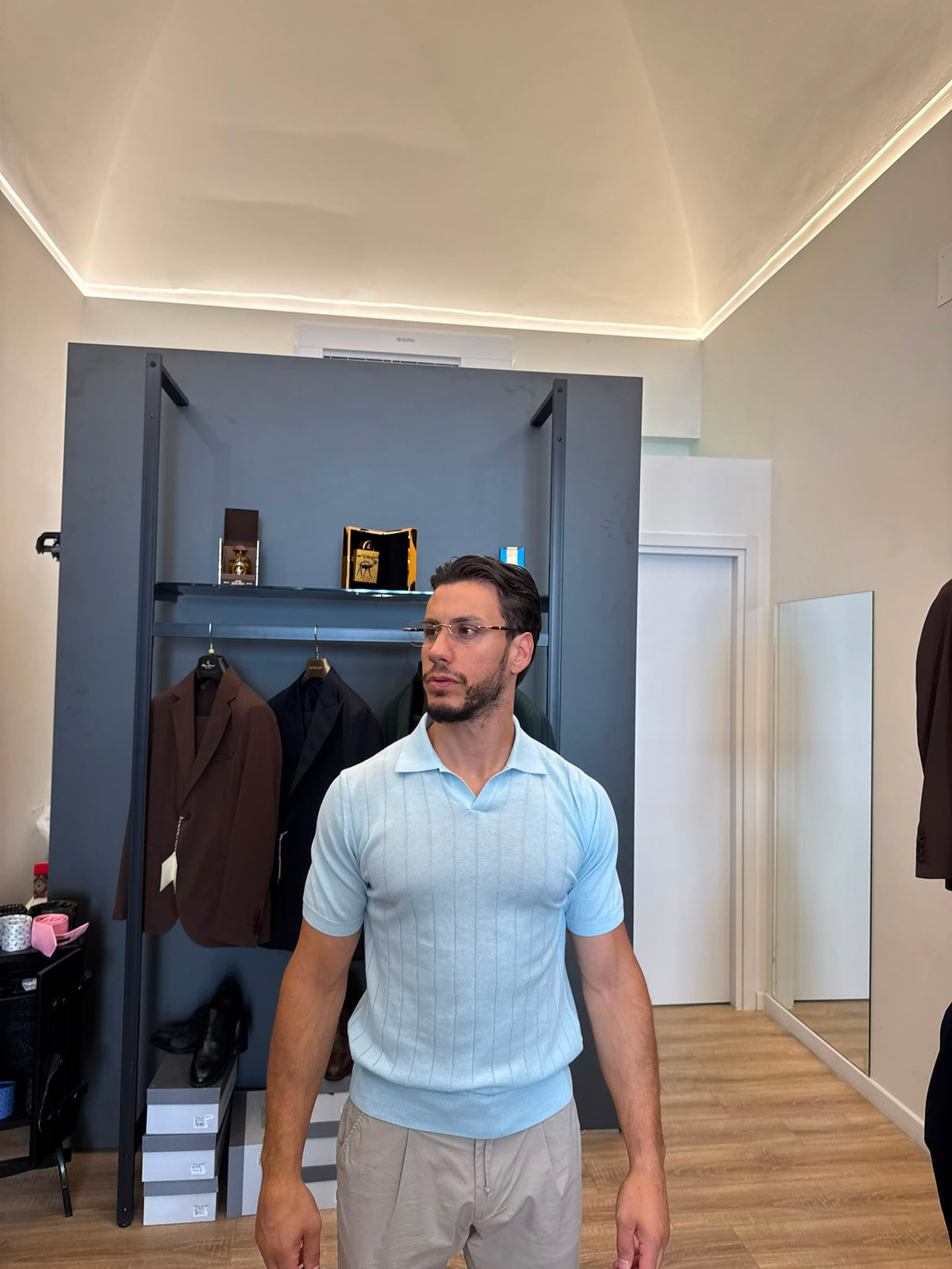 Polo in maglia senza bottoni